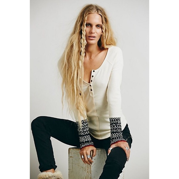 Free People Tops - Free People Ivory Alpine Cuff Long Sleeve Thermal